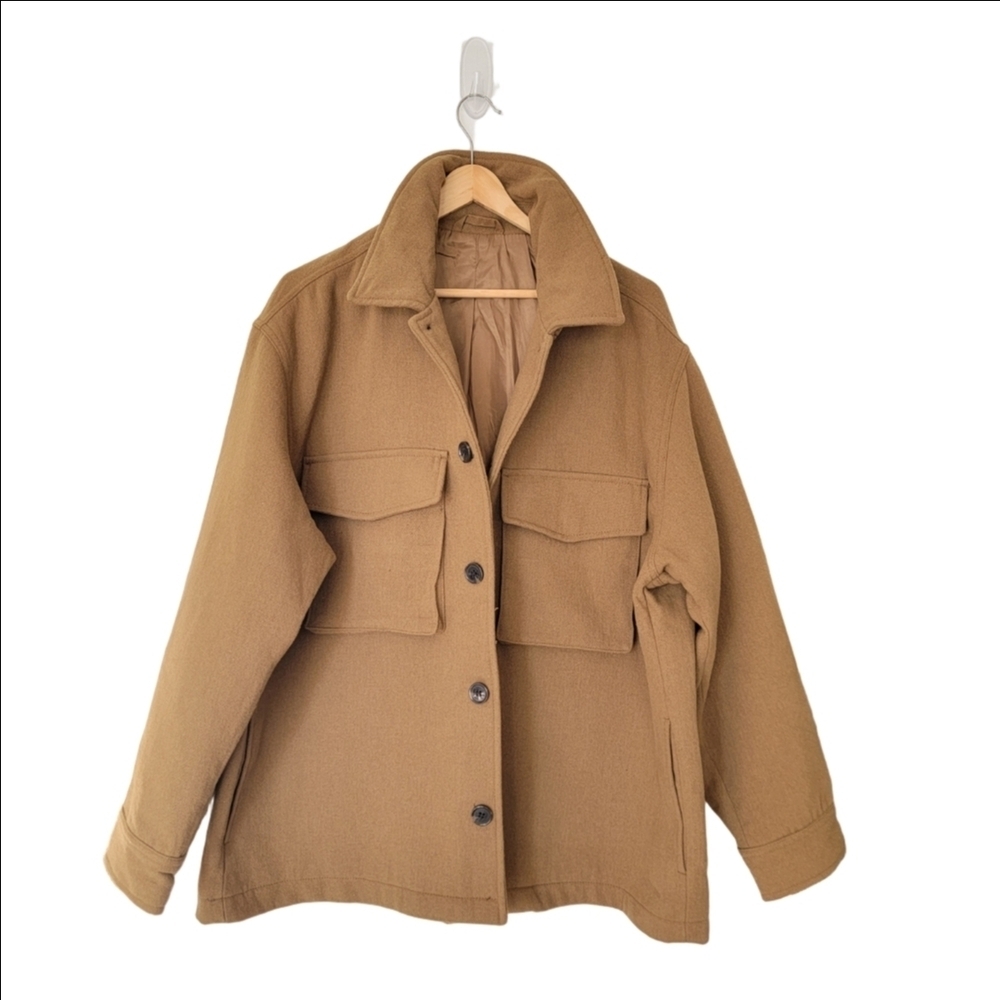H&M Tan Utility Jacket Quiet Luxury Old Money Fisherman Parisian